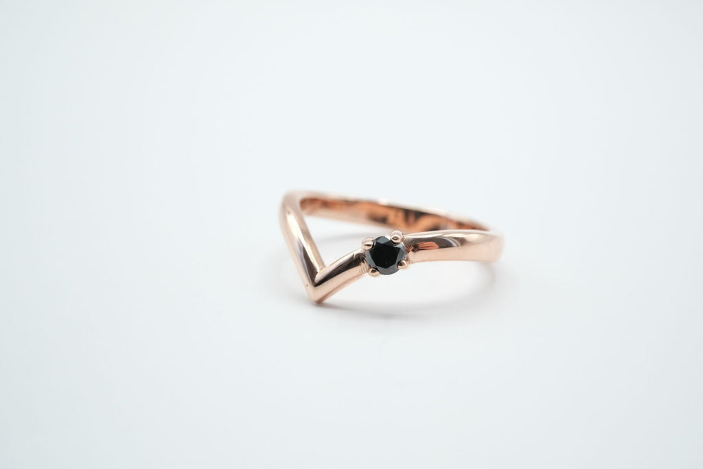 Single Black Diamond V Ring