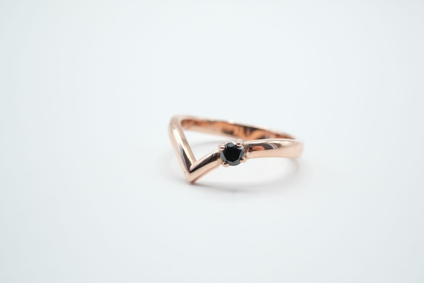Single Black Diamond V Ring