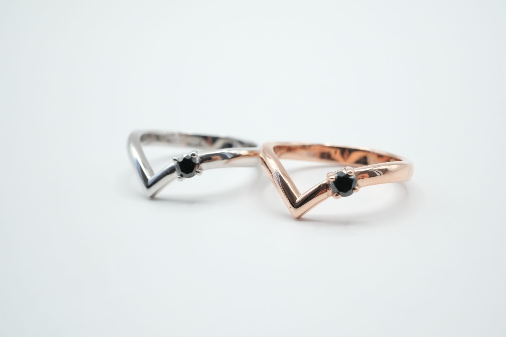 Single Black Diamond V Ring