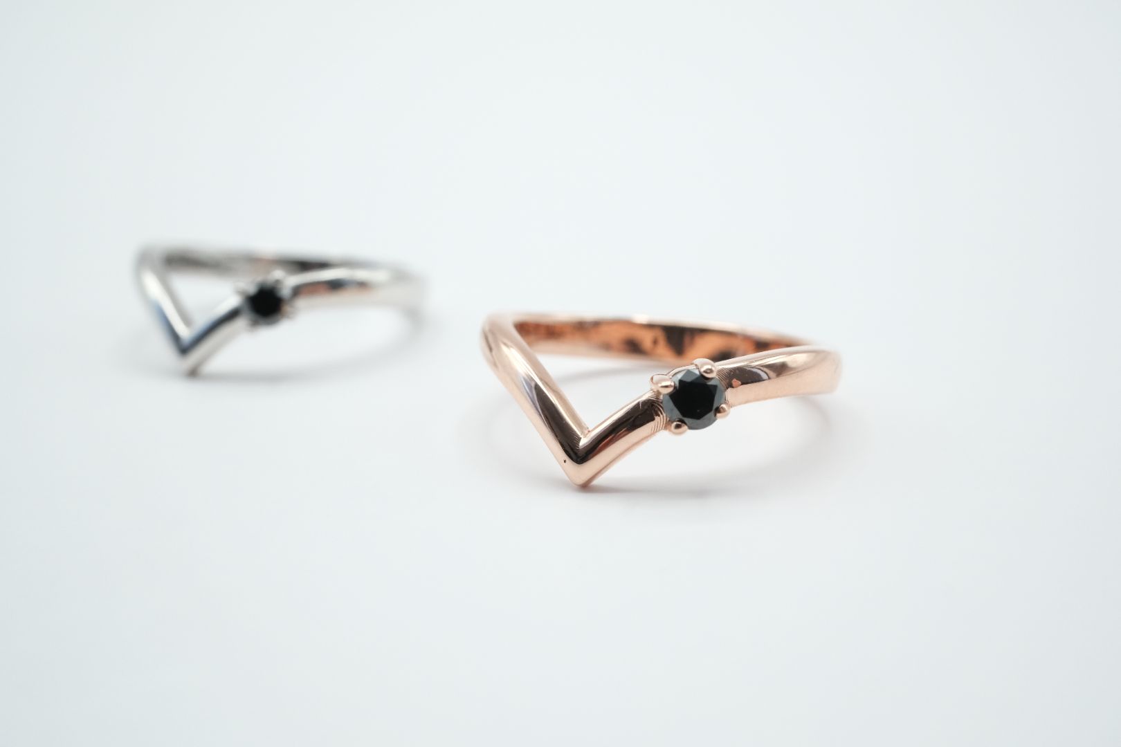 Single Black Diamond V Ring