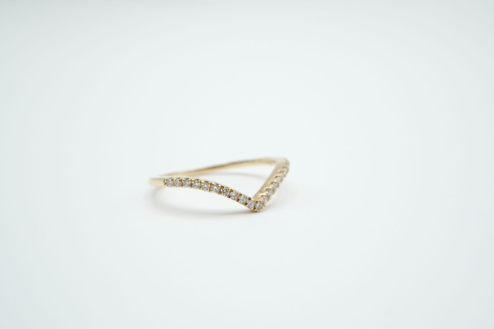 White Diamond Set Contour Band