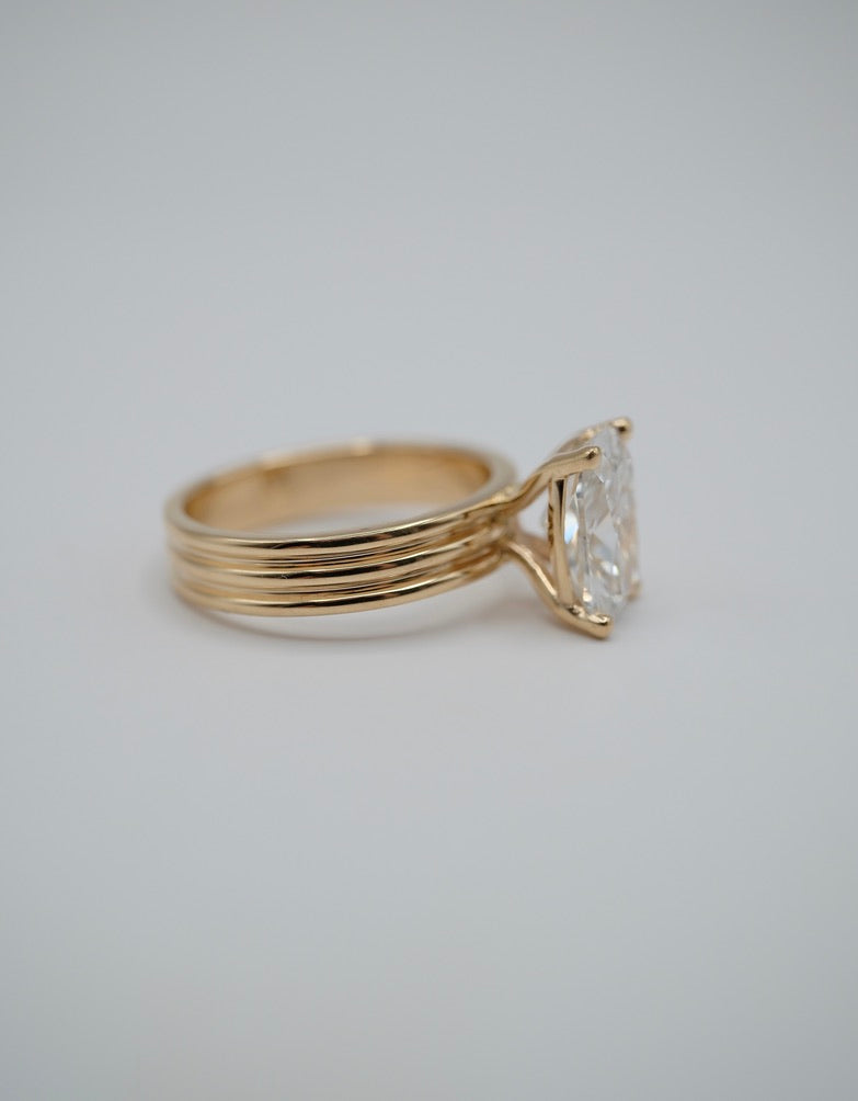 Ribbed Radiant Engagement Ring