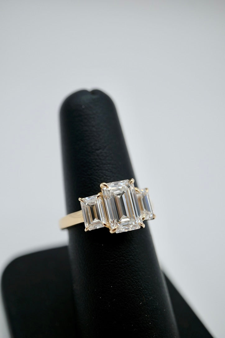 Three Emerald Engagement Ring