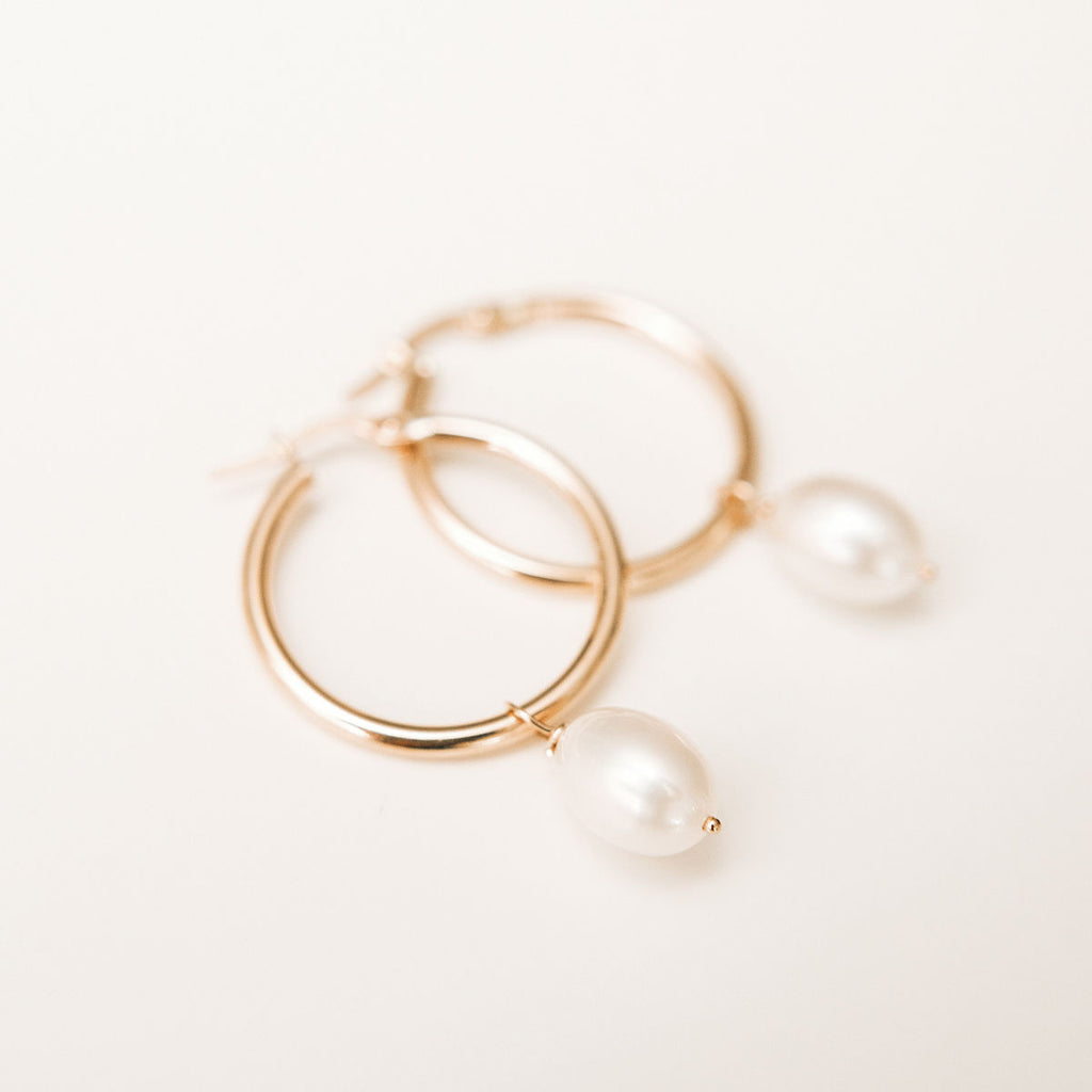 Pearl Drop Hoops