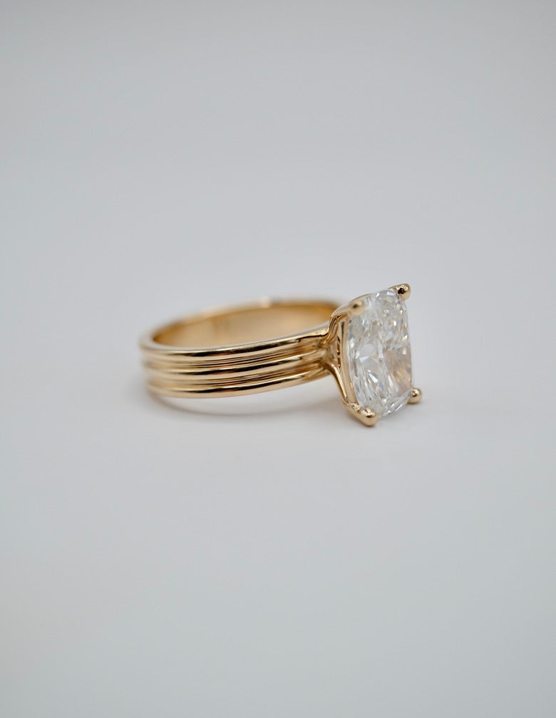 Ribbed Radiant Engagement Ring