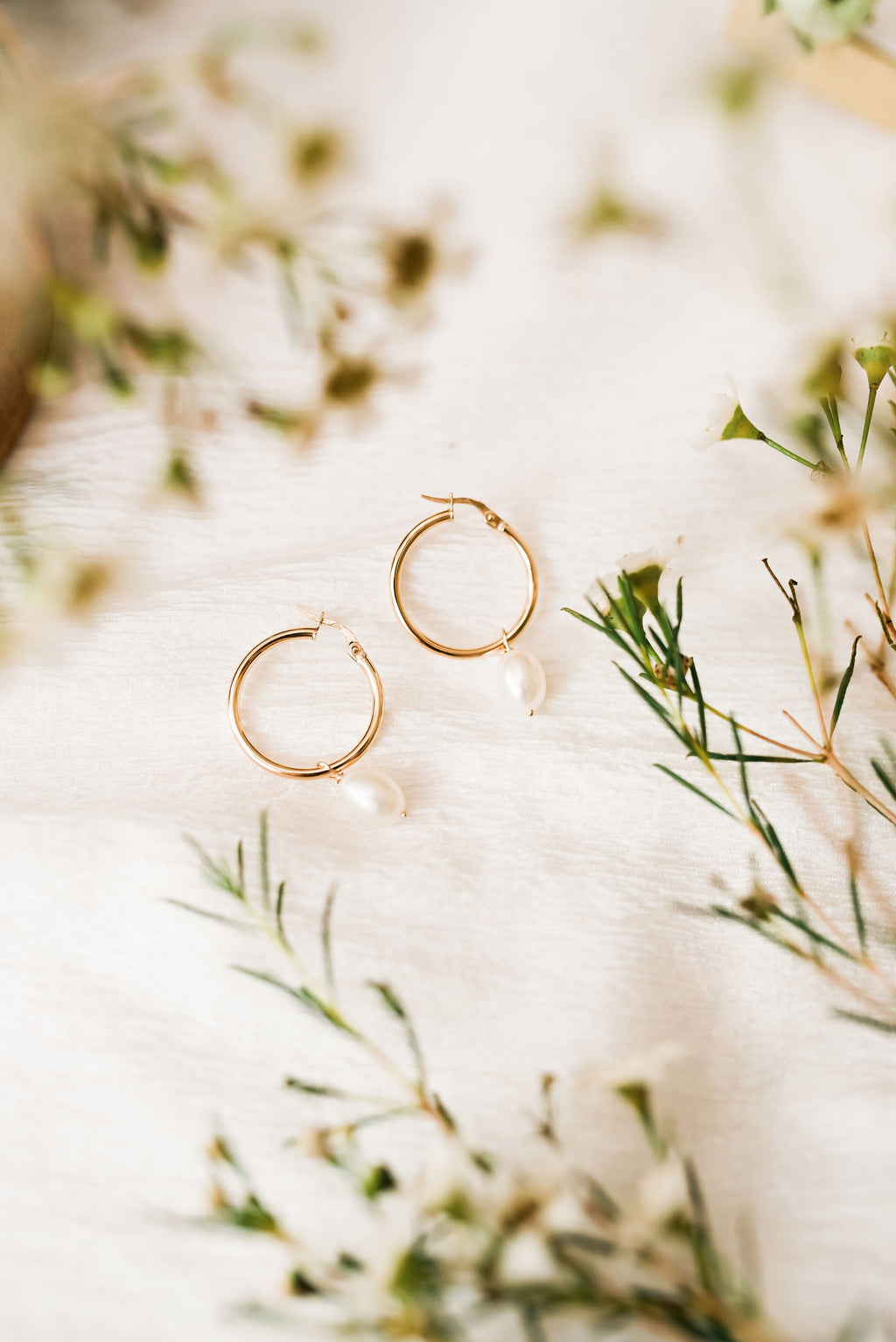 Pearl Drop Hoops