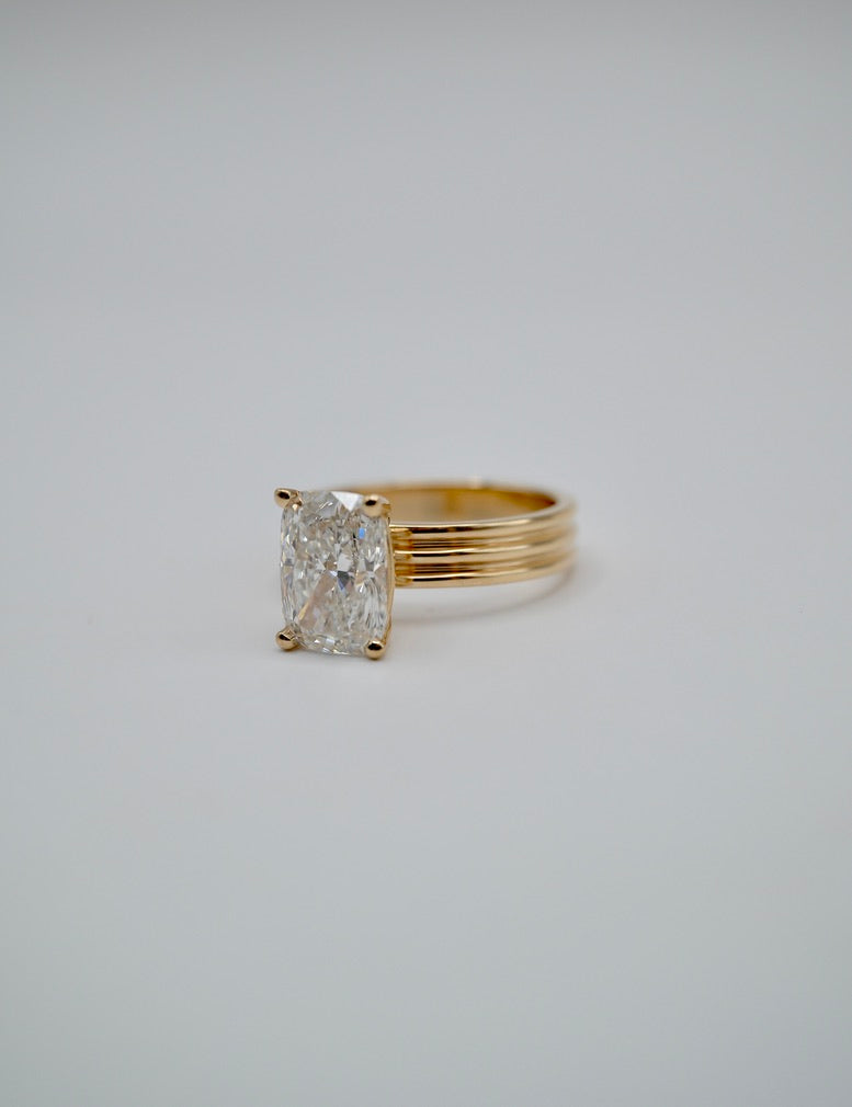 Ribbed Radiant Engagement Ring